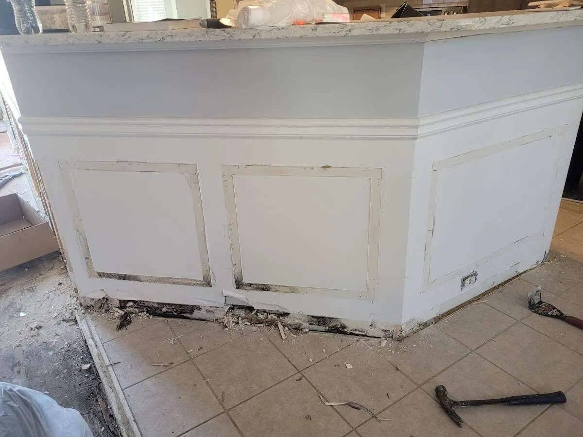 Water damage and mold on kitchen during Storm Damage Restoration in Wildwood